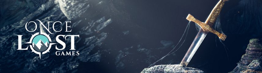 oncelost games sword logo banner