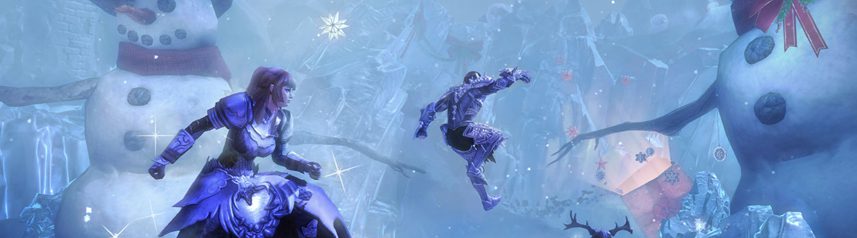 guild wars 2 wintersday jumping snowmen banner