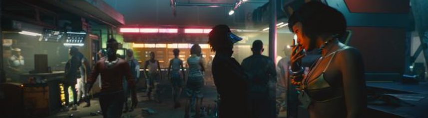 cyberpunk 2077 bar crowd banner