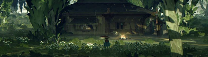 book of travels forest hut banner