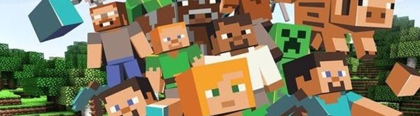 minecraft blocky voxel players banner