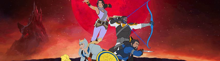 mythforce co-op roguelite character logo red moon