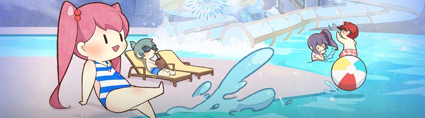 aion fantasy mmorpg summer pool cartoon art