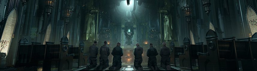 warhammer 40k darktide co-op shooter chapel concept art