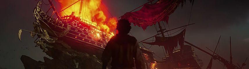 skull and bones pirate mmoprg burning ship