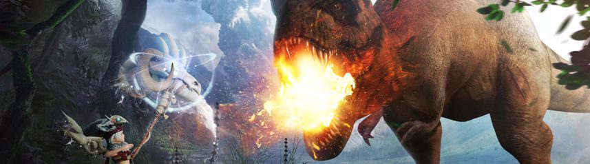 chimeraland mmorpg fire-breathing t-rex art