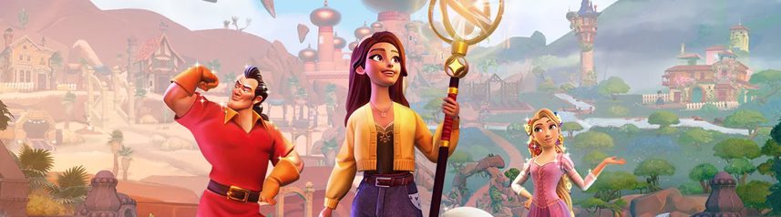 disney dreamlight valley gaston elsa banner