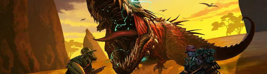 second extinction t-rex key art banner