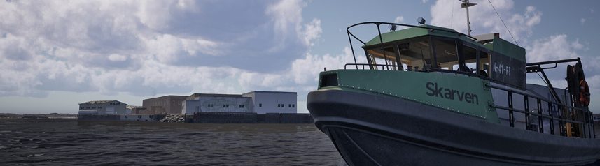 ships at sea skarven boat banner