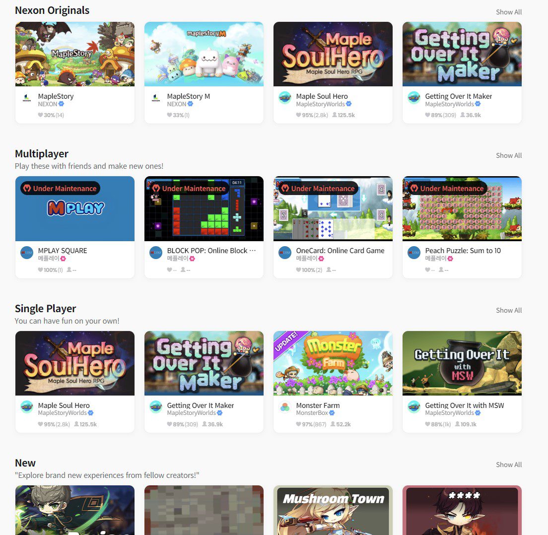 MapleStory Worlds UI